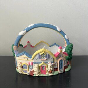 Vintage ABC Distributing 1995 Ceramic Easter Basket Bunnies Easter Rabbit